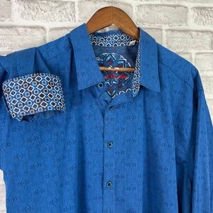 Robert Graham Blue Patterned Casual Button Down Shirt
